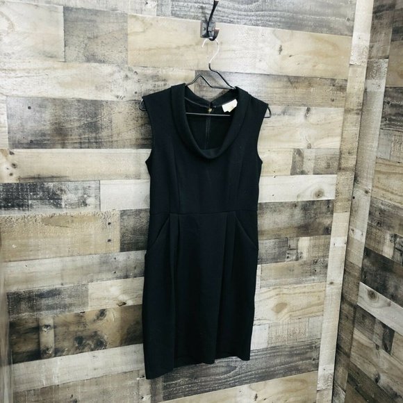 Ann Taylor Loft Draped Cowl Neck Dress Sz 4 Black - Picture 4 of 7